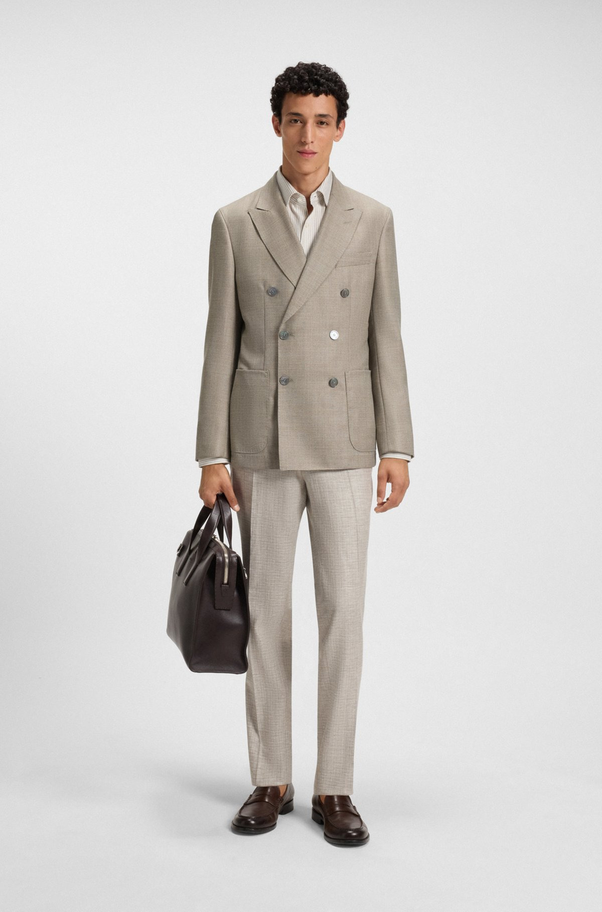 SLIM-FIT BLAZER IN PATTERNED VIRGIN WOOL - 3