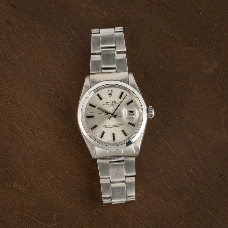 Vintage Rolex Date 1500 Silver Index Dial - 6