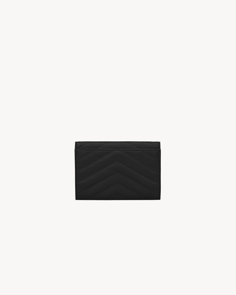 SAINT LAURENT CASSANDRE MATELASSÉ SMALL ENVELOPE WALLET IN GRAIN DE POUDRE LEATHER outlook