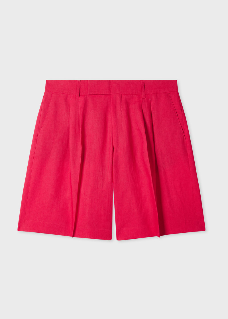 Fuchsia Linen Tailored Shorts 1
