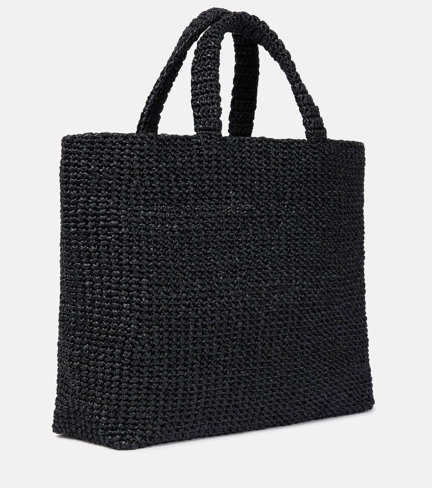 Logo raffia-effect shopper - 4