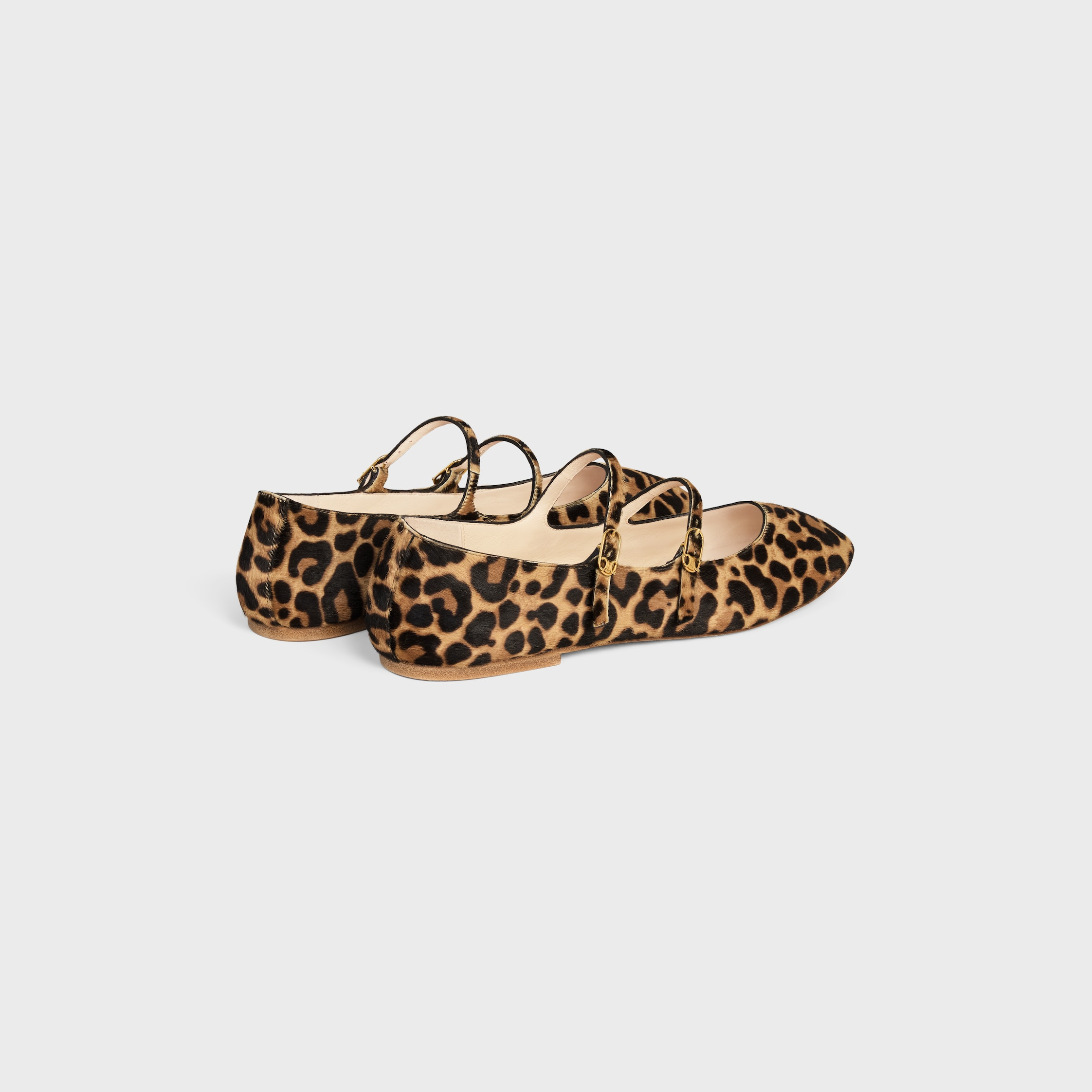 LES BALLERINES CELINE DOUBLE STRAP BALLERINA  IN LEOPARD PRINTED HAIRY CALFSKIN - 3