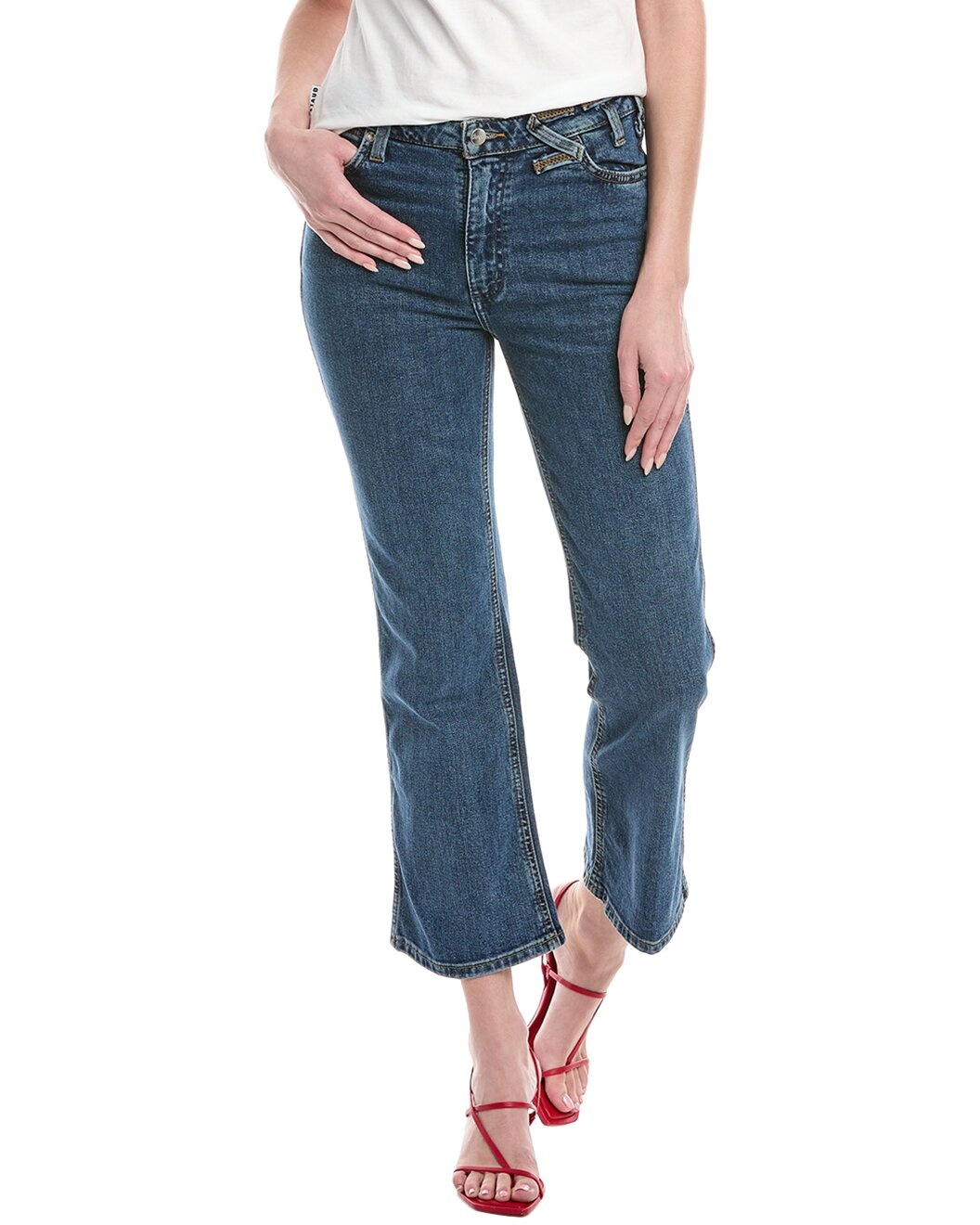 STAUD x Wrangler The Cropped Indigo Wash Bootcut Jean - 2