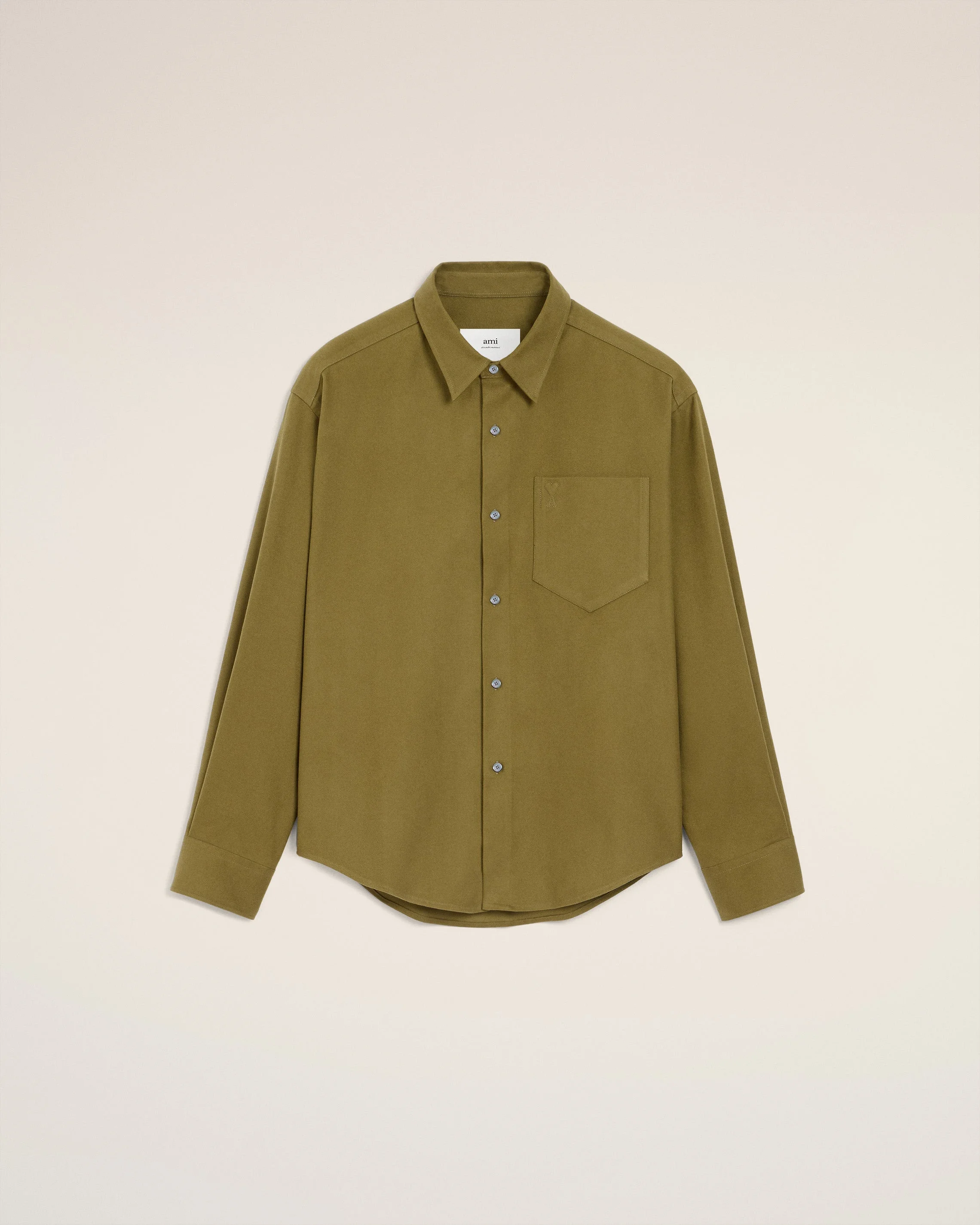 GREEN COTTON EMBOSSED AMI DE COEUR BOXY SHIRT - 1