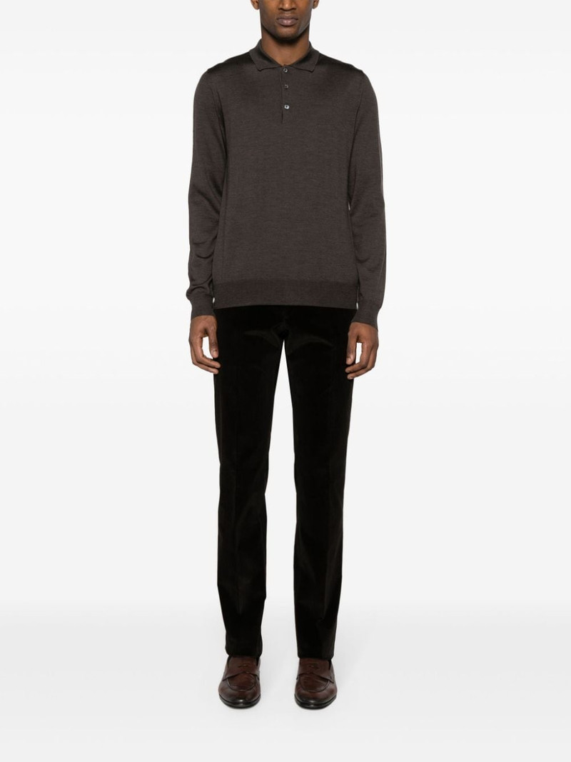 CORNELIANI mÃ©lange-effect wool polo shirt outlook