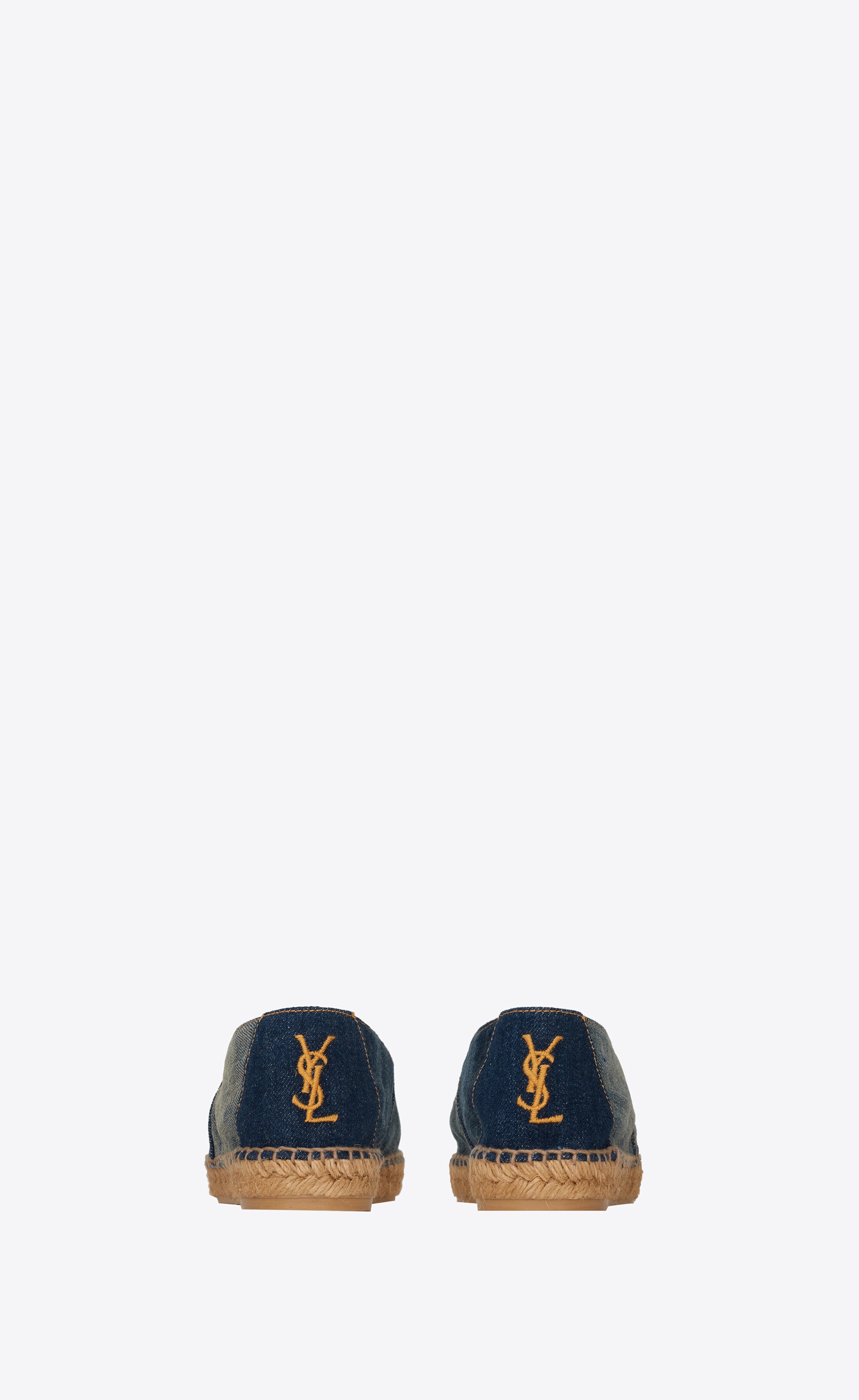 SAINT LAURENT ysl embroidered espadrilles in denim | REVERSIBLE