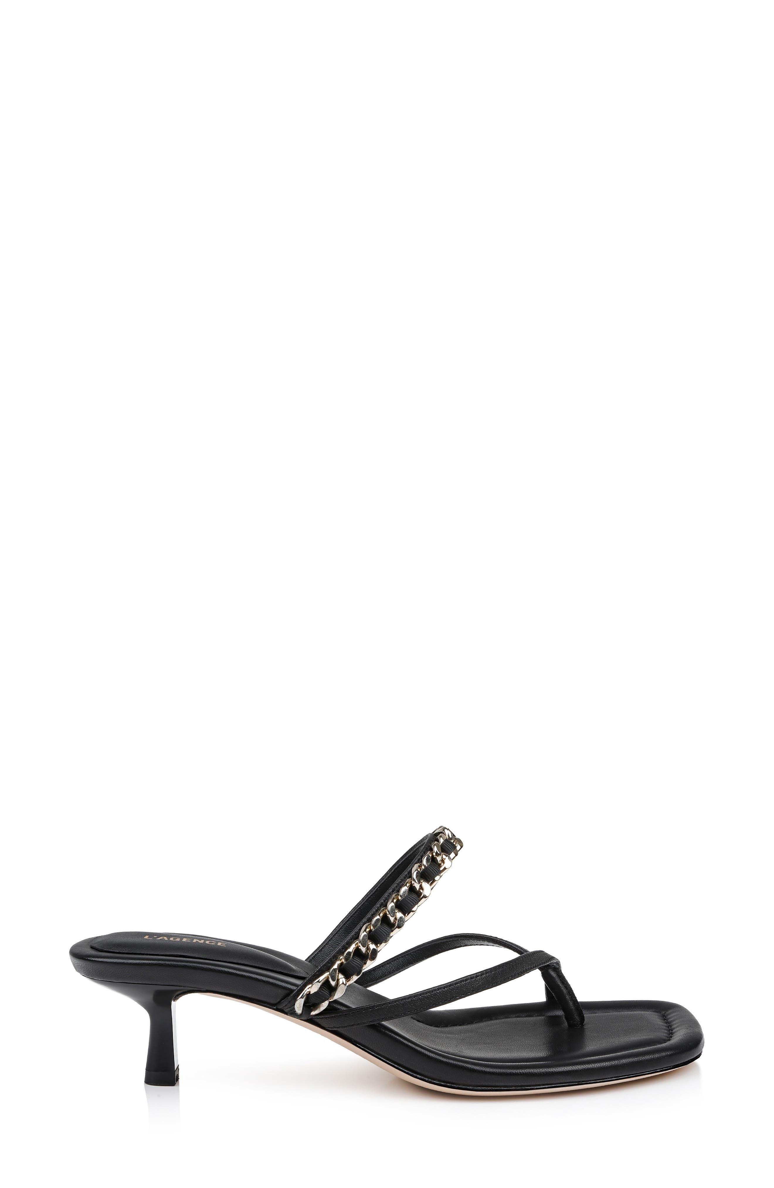 L'AGENCE Georgette Kitten Heel Slide Sandal in Black Leather at Nordstrom - 3