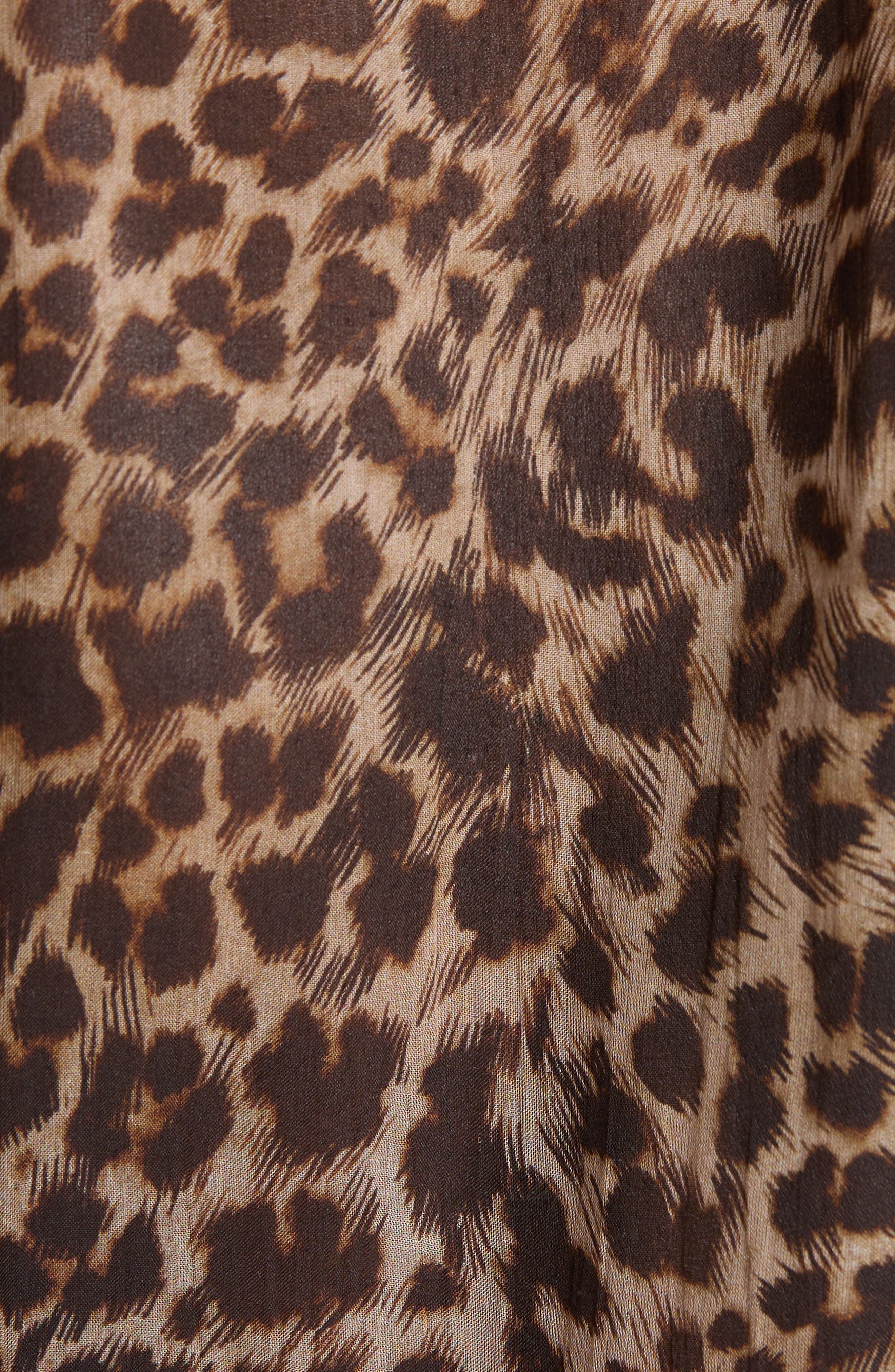 TOM FORD Leopard Print Silk Chiffon & Crepe Shirt in Leopard Brown/Black at Nordstrom - 6