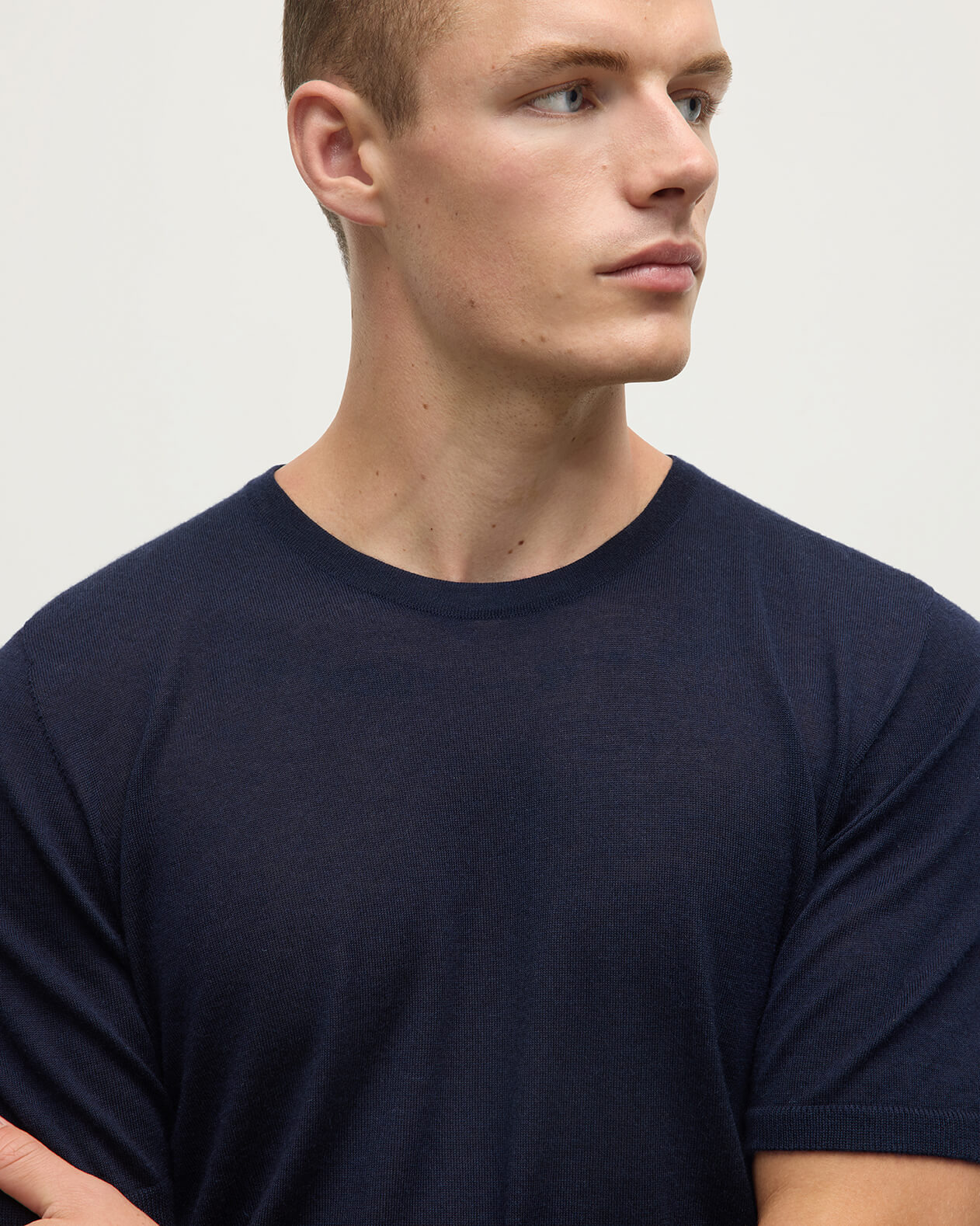 Navy Superfine Cashmere T-Shirt - 5