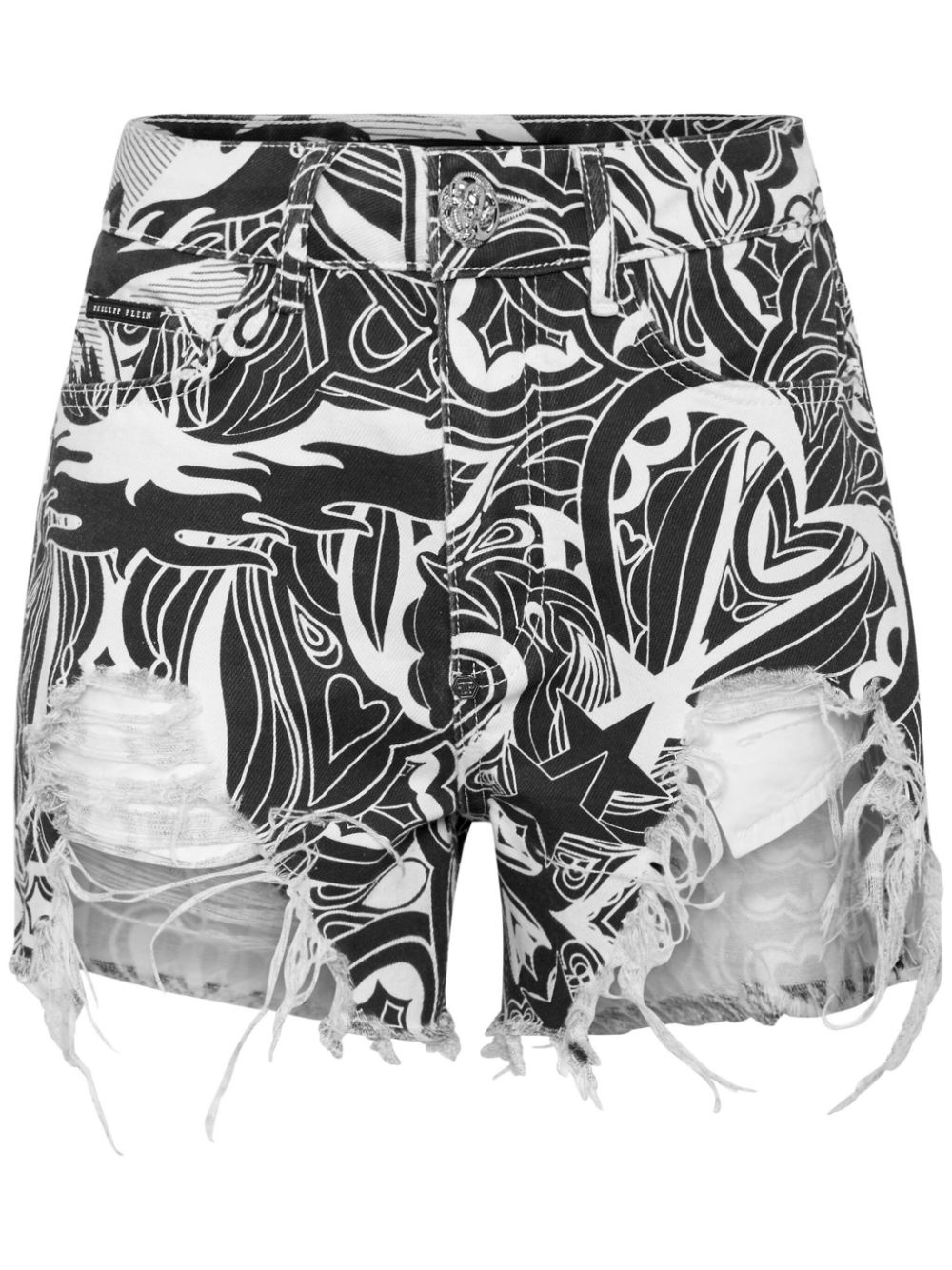 Tribal Circus-print denim shorts - 1