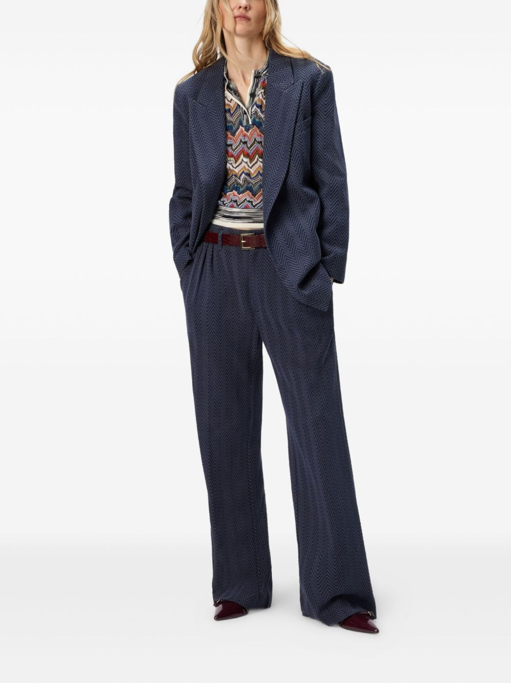 zigzag-pattern pleated trousers - 2