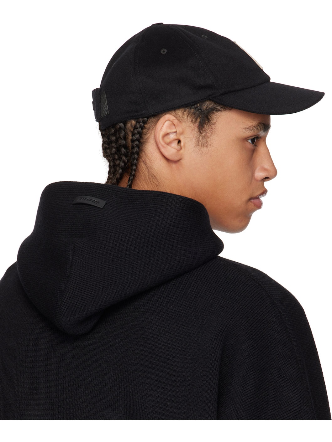 Black Wool Baseball Cap - 3