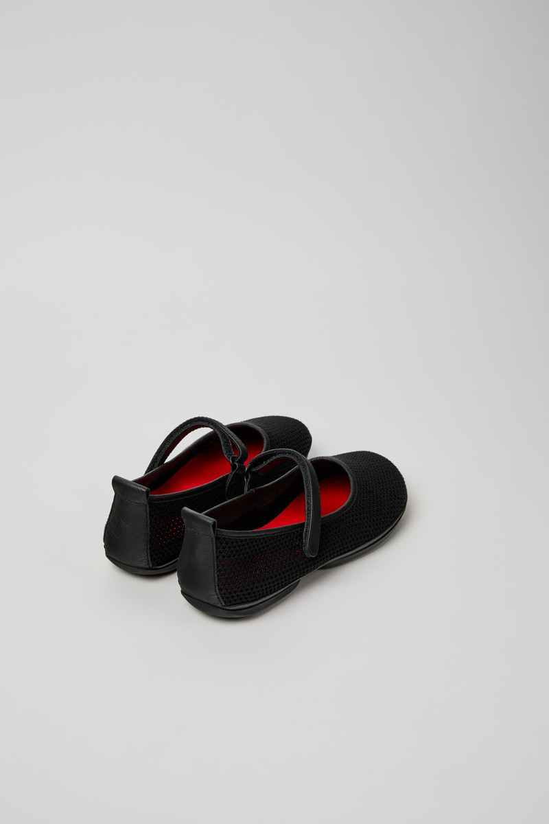 CAMPERLAB Black Tencel Mesh and Leather Ballerinas for Women. outlook