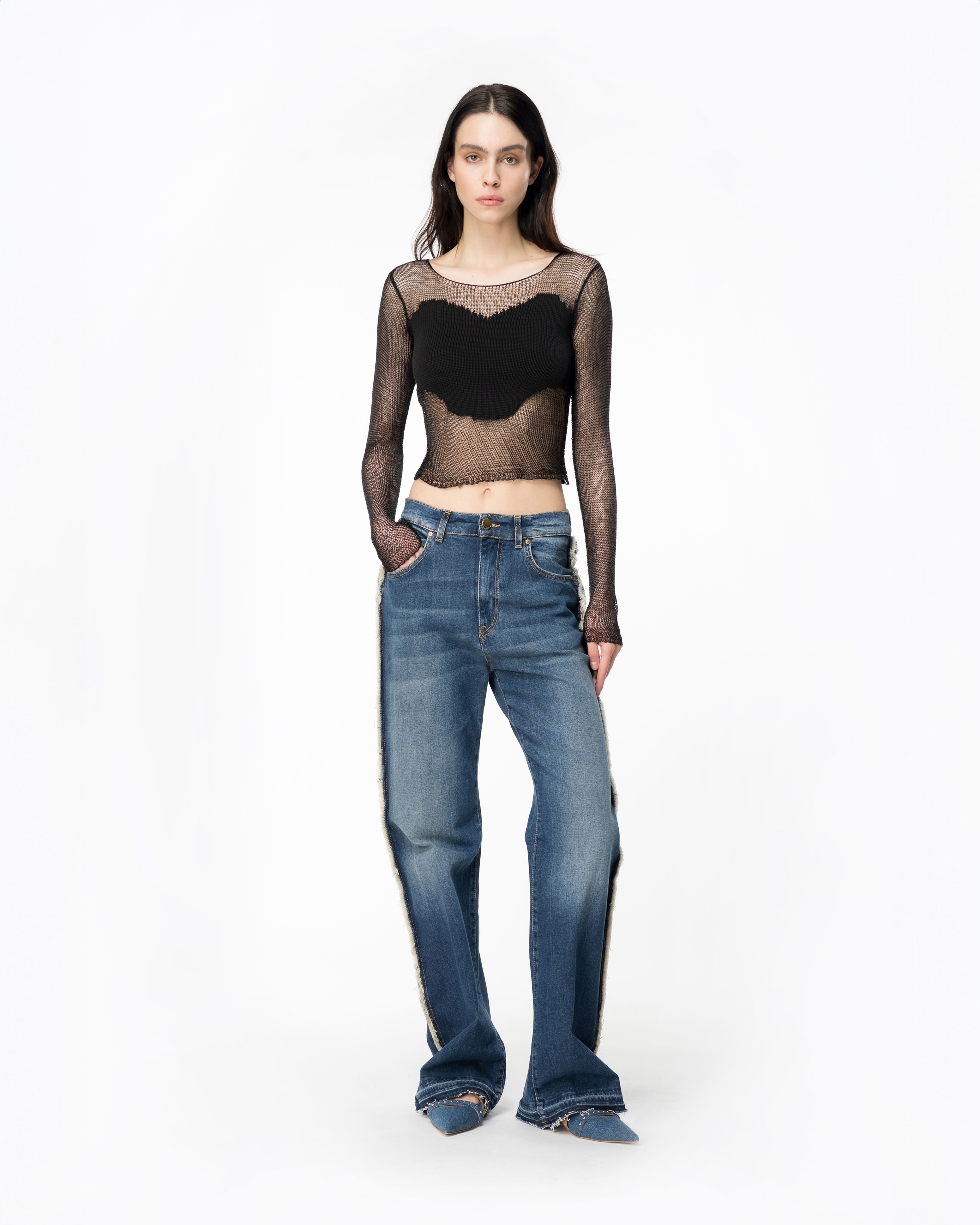 WIDE-LEG JEANS WITH CUT-OUT - 2