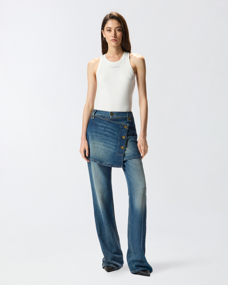 PINKO FLARED JEANS WITH REMOVABLE MINISKIRT outlook