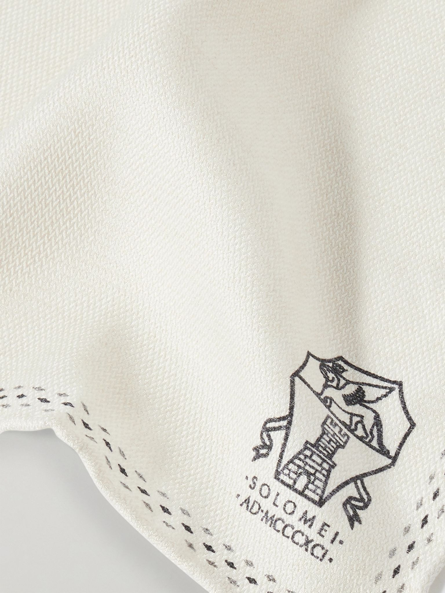 Logo-Print Silk Pocket Square White - 3