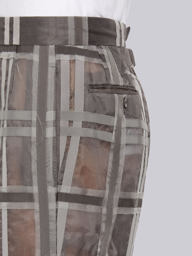 Medium Grey Silk Organza Check Classic Trouser 5