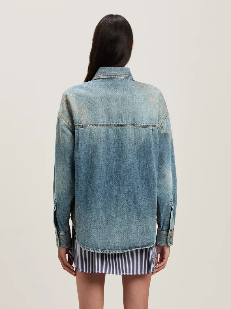 Metal brushed cargo denim pants - 4