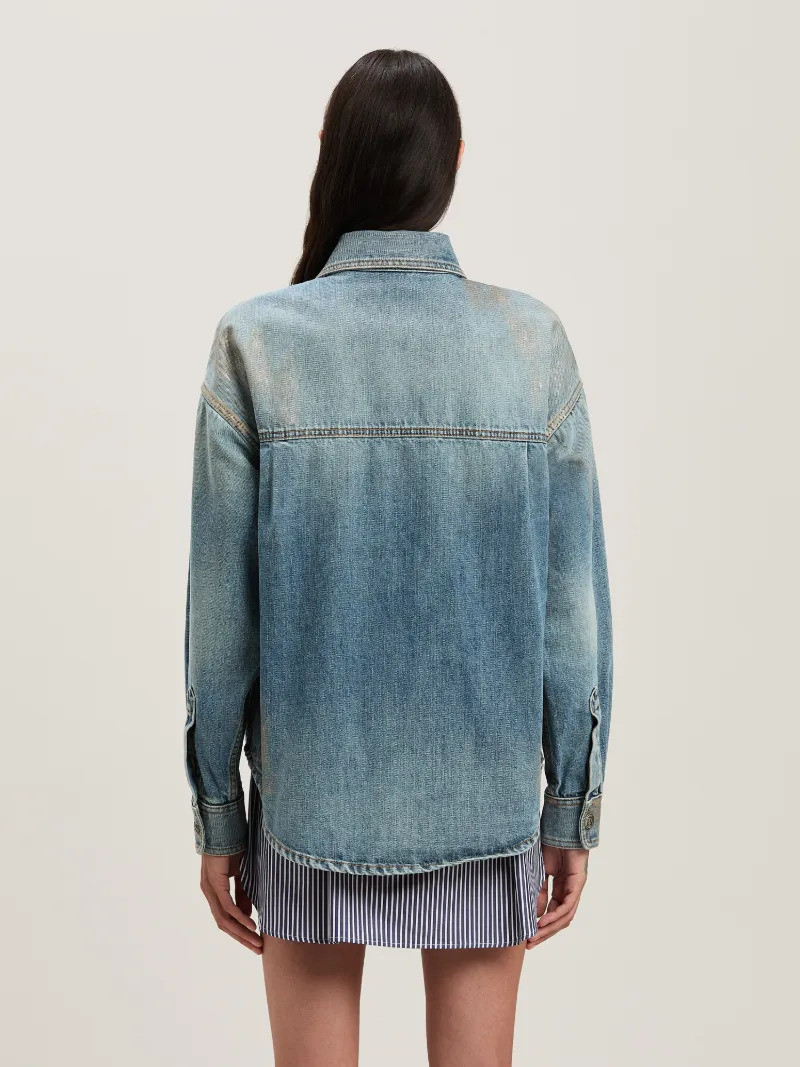 Metal brushed cargo denim pants 4