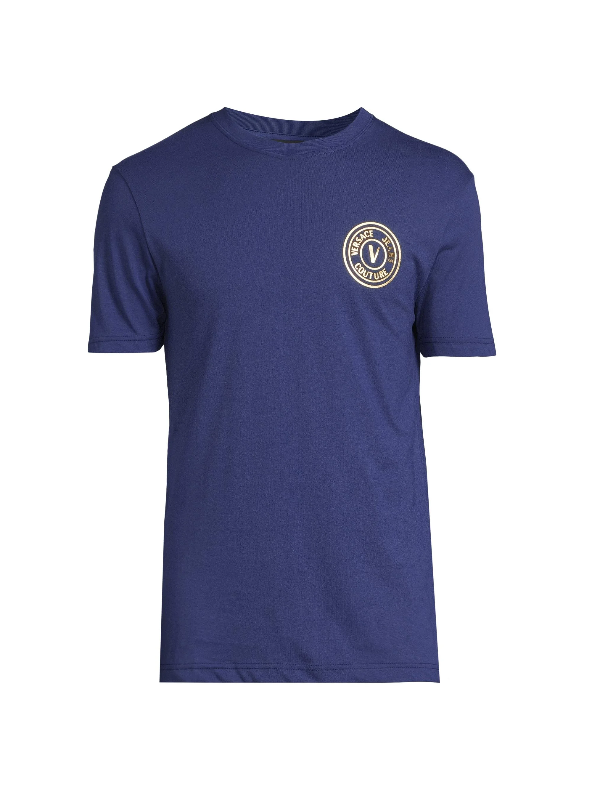Men's Logo Cotton T-Shirt - Steel Blue Gold - 1