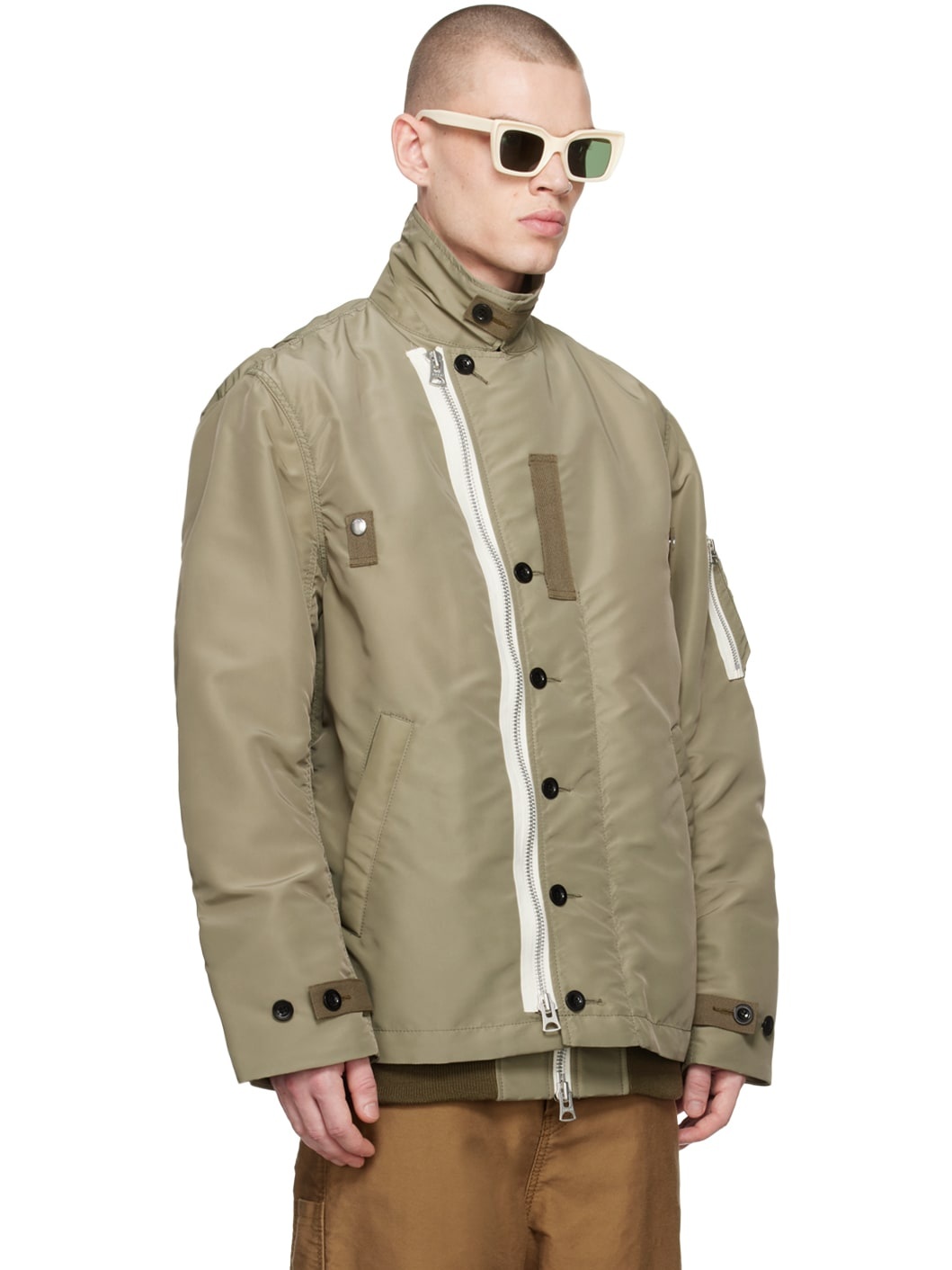 Khaki Layered Bomber Jacket - 2