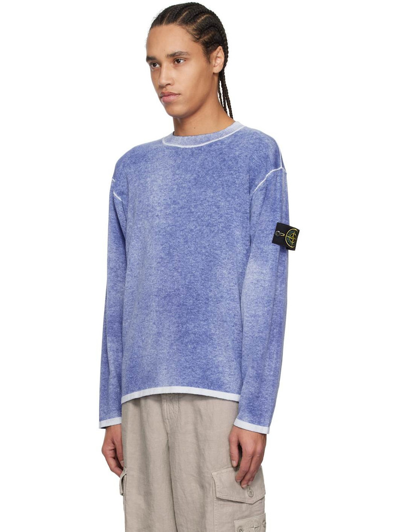 Stone Island Blue Raw Hand Light Organic Cotton Sweater outlook