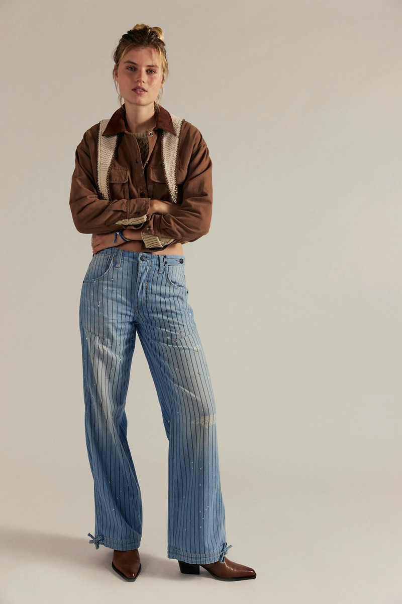 We The Free Don't Wait Up Pinstripe Boyfriend Jeans 6
