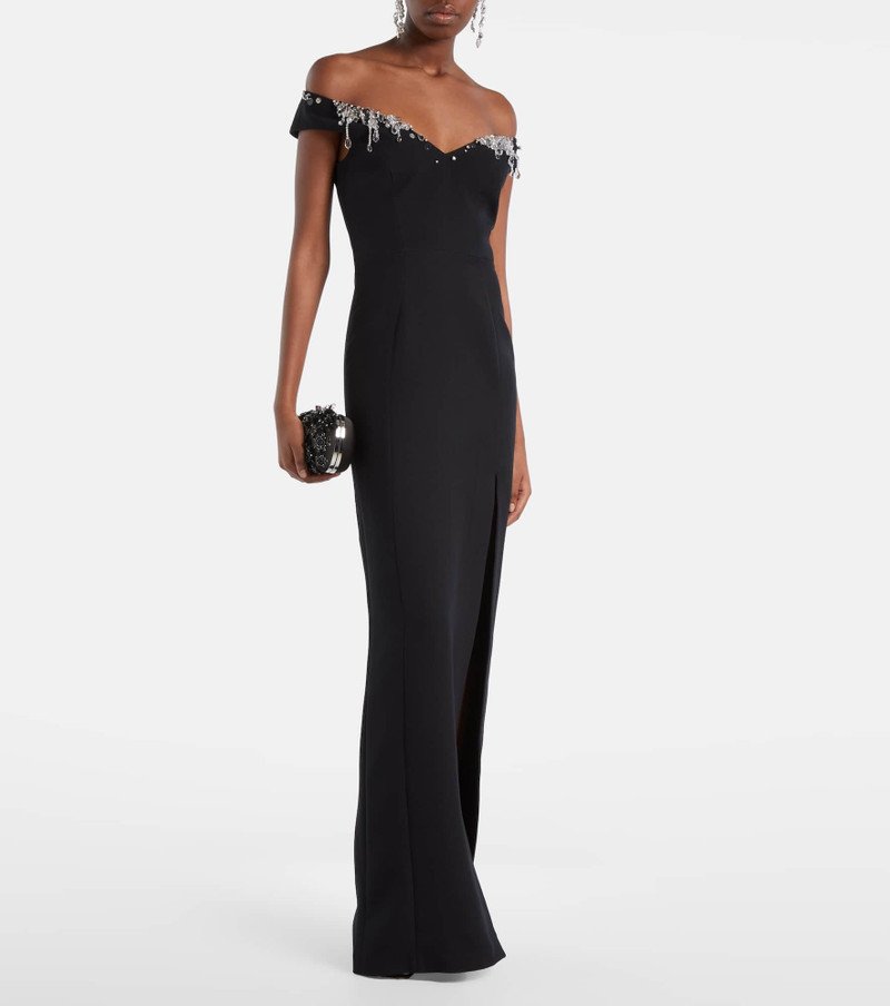 Safiyaa Lucrezia embellished crêpe gown outlook