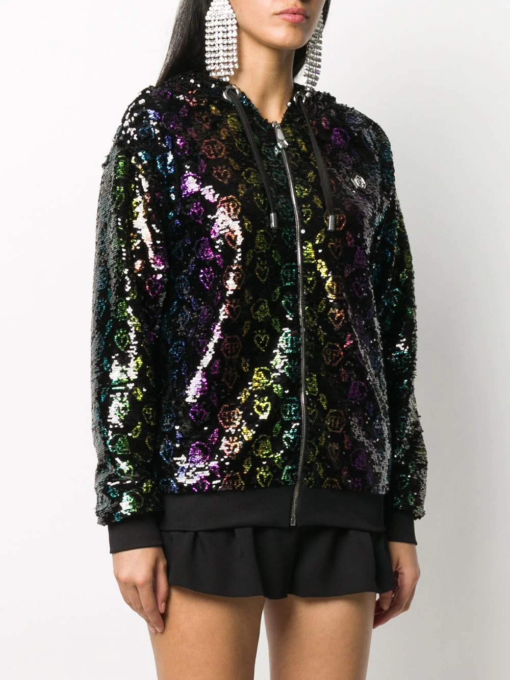 Monogram sequined hooded jacket - 3