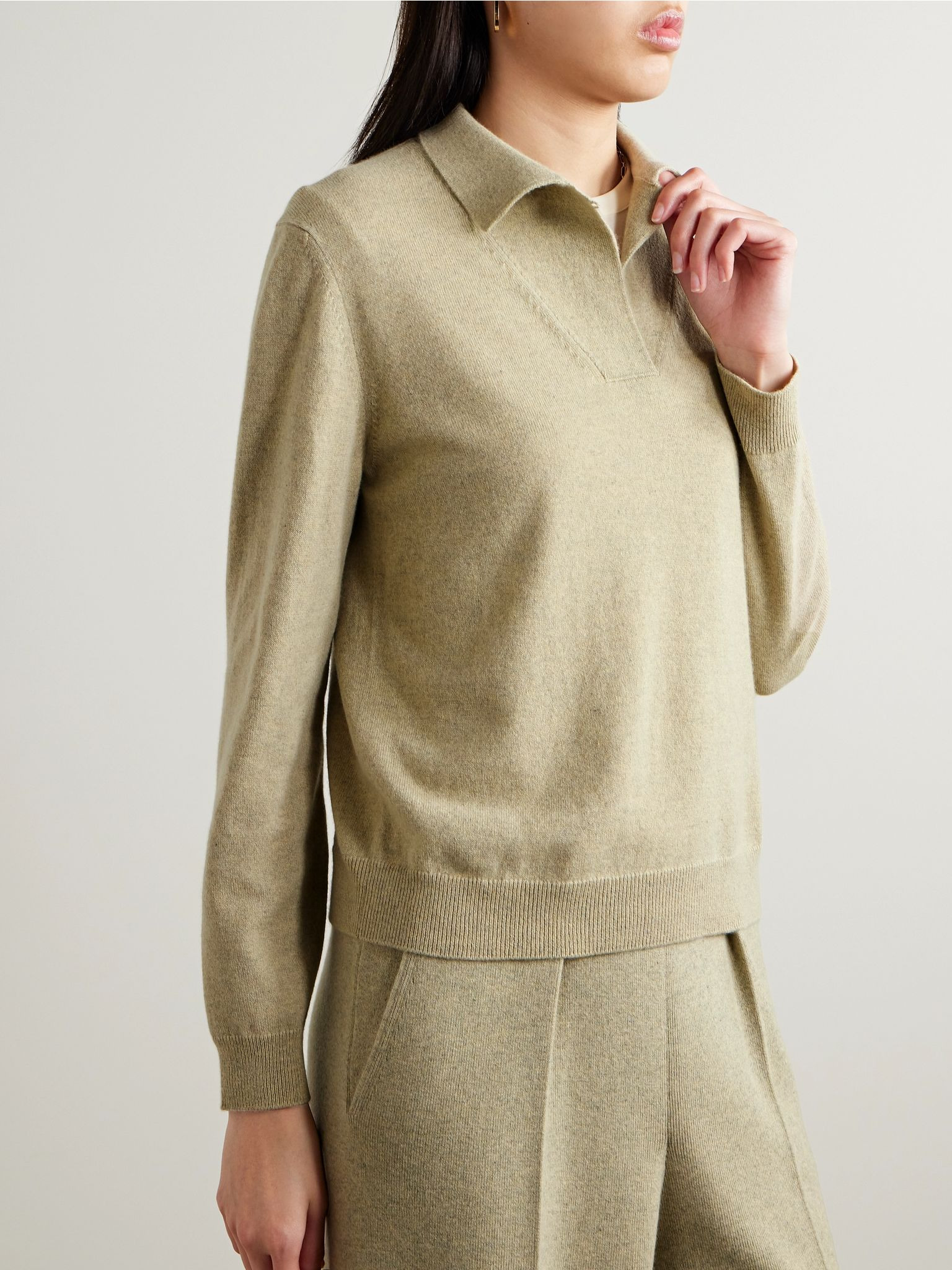 Cashmere polo sweater Beige - 3