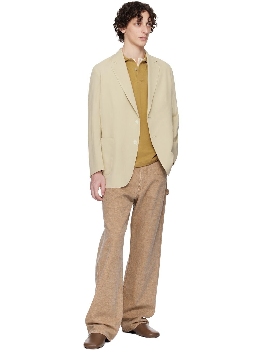 Khaki Light Cotton Wool Viyella Blazer - 4
