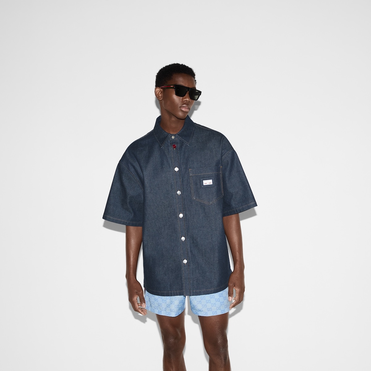 Denim shirt with Web label - 3