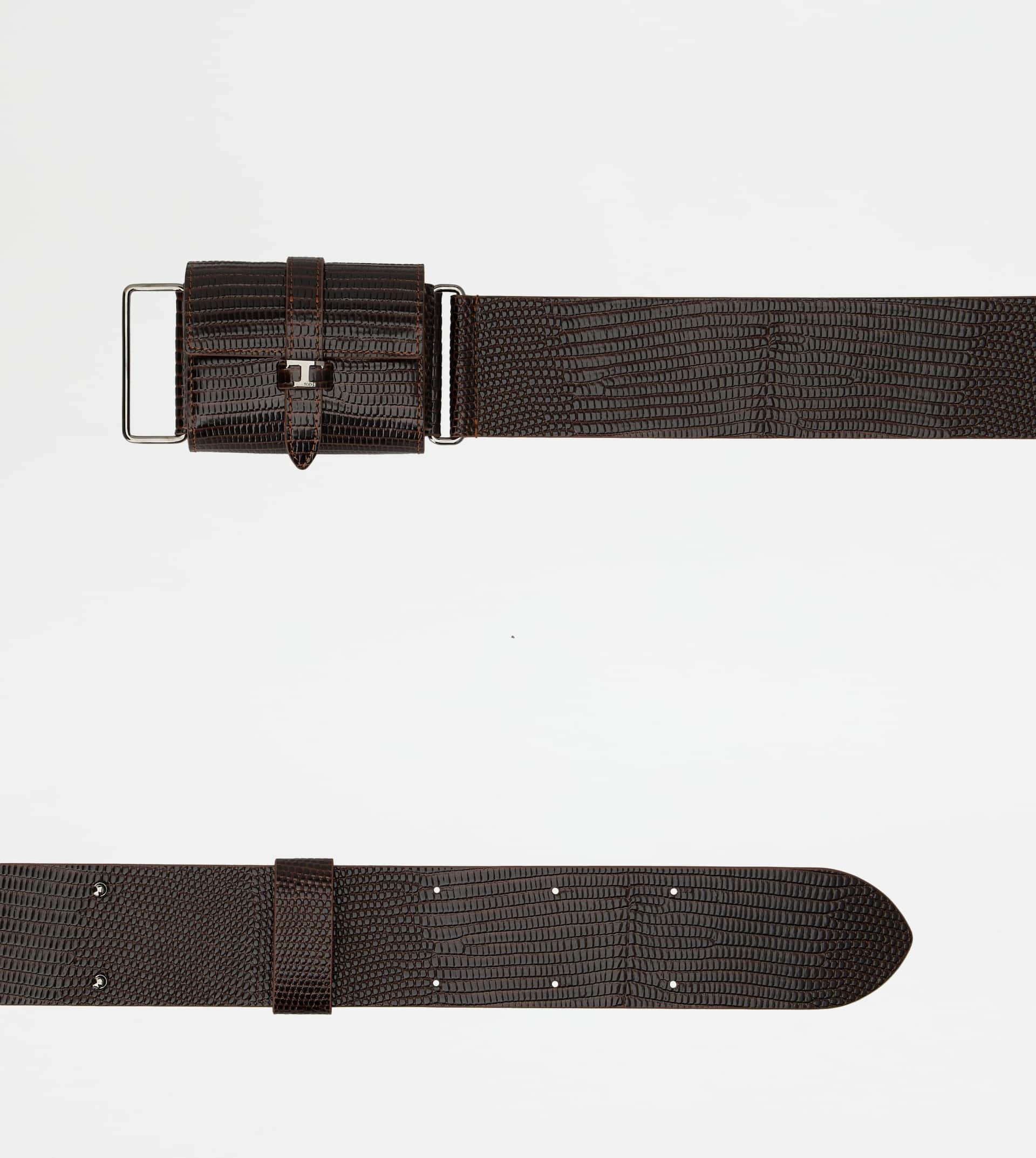BELT WITH MICRO BAG IN LEATHER - BROWN - 3
