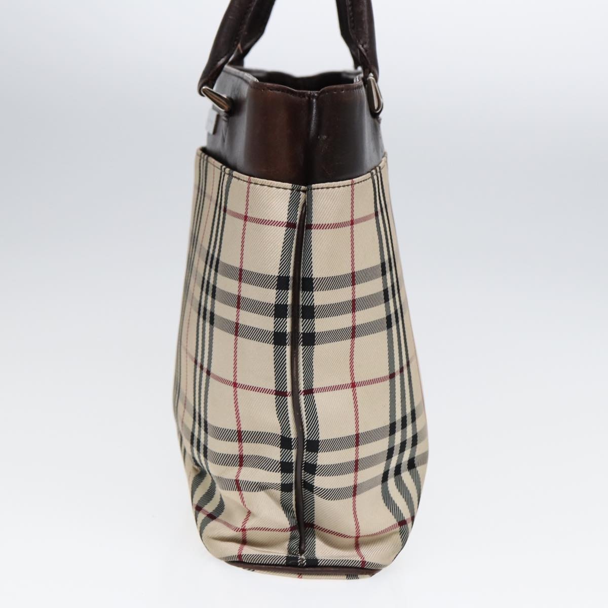 Burberry Nova Check Hand Bag Canvas Beige Silver - 3