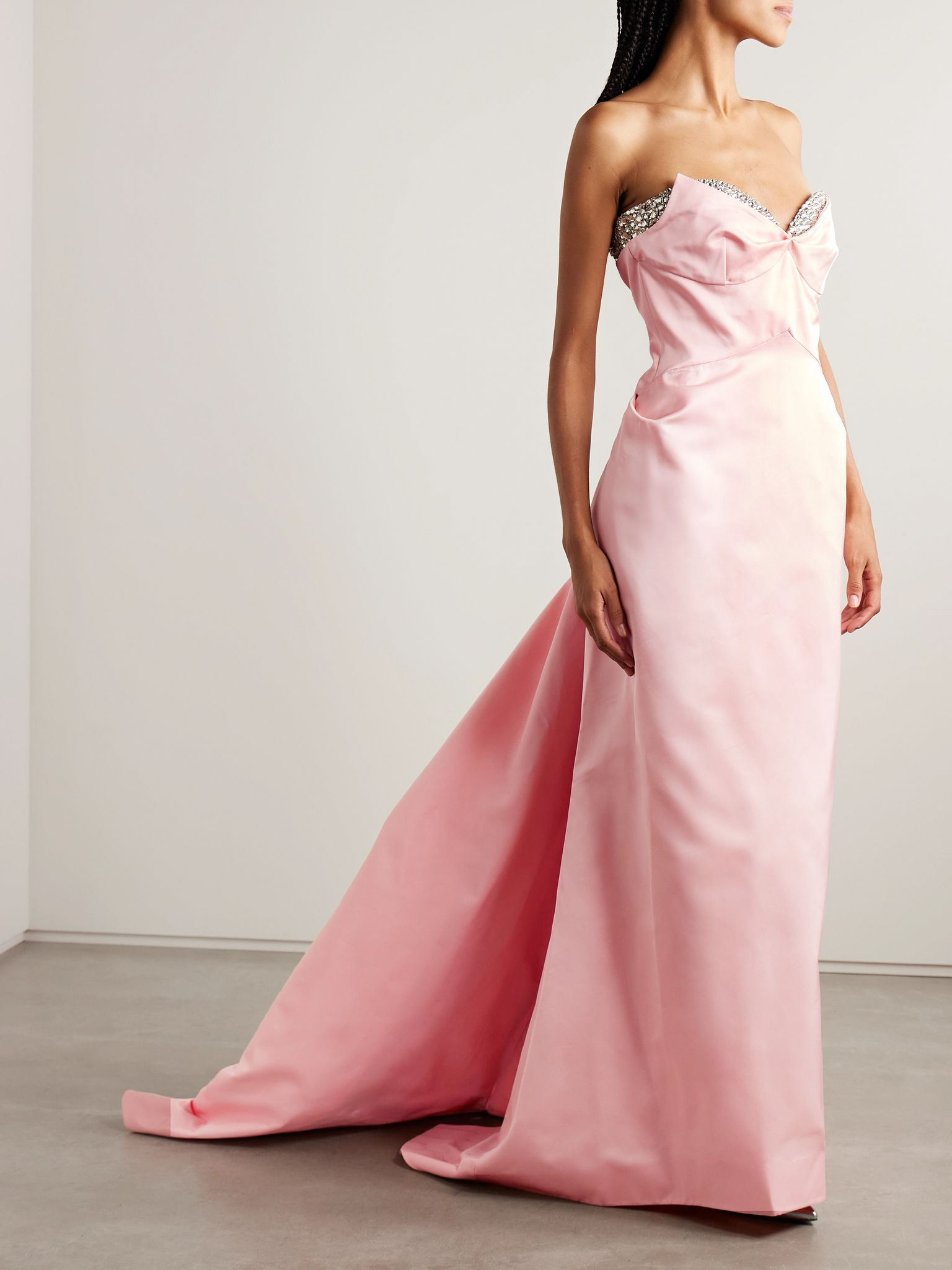 Strapless crystal-embellished taffeta gown Baby pink - 2