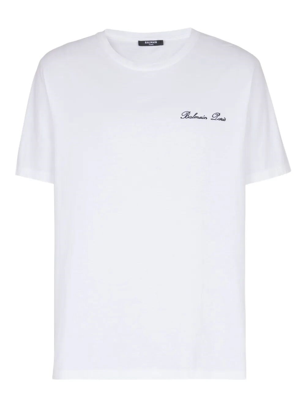 The BALMAIN 'SIGNATURE' EMBROIDERED T SHIRT REGULAR FIT represents a perfect blend of luxury and com - 1