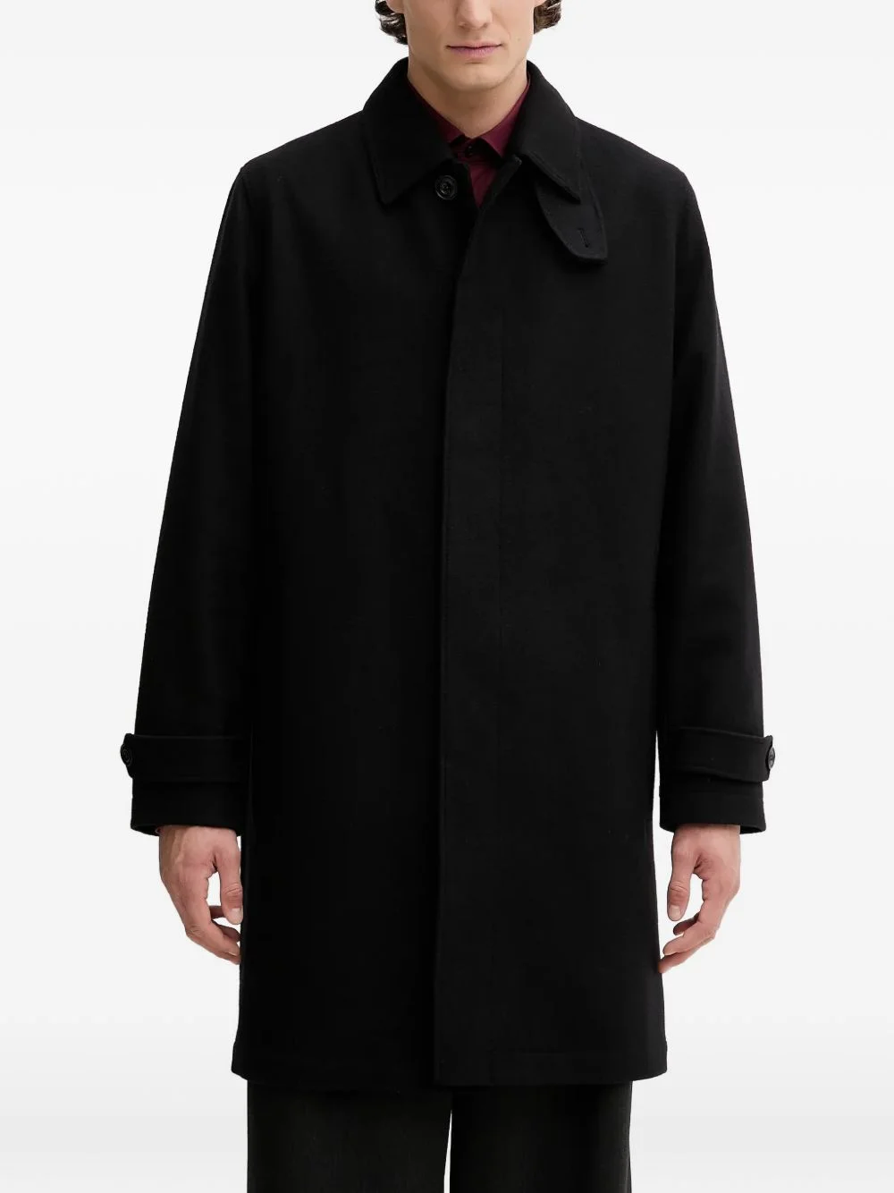 button-fastening point-collar coat - 1