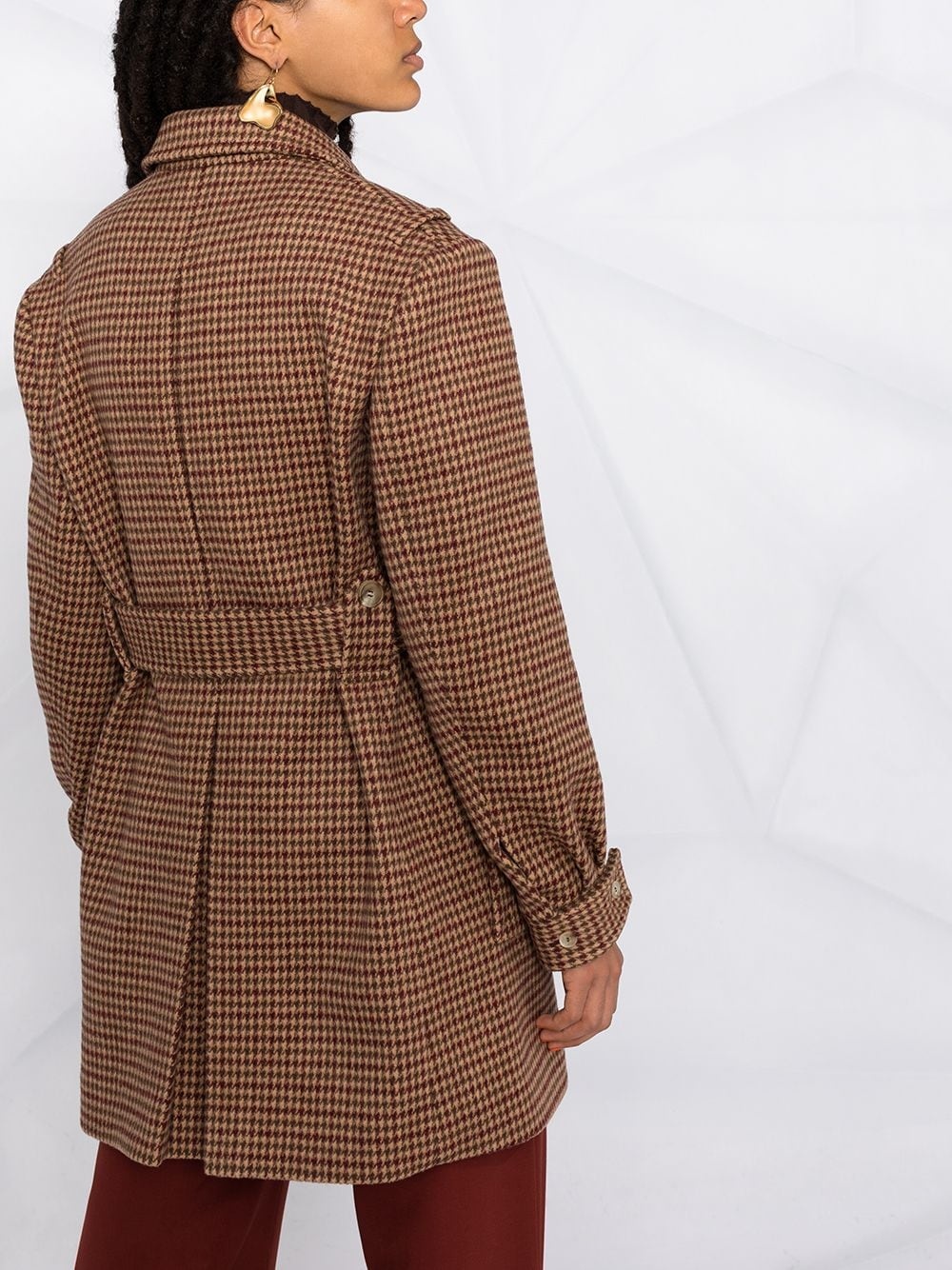 belted houndstooth jacket - 3