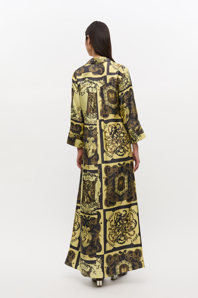 YELLOW PRINTED SILK MAXI DRESS 3