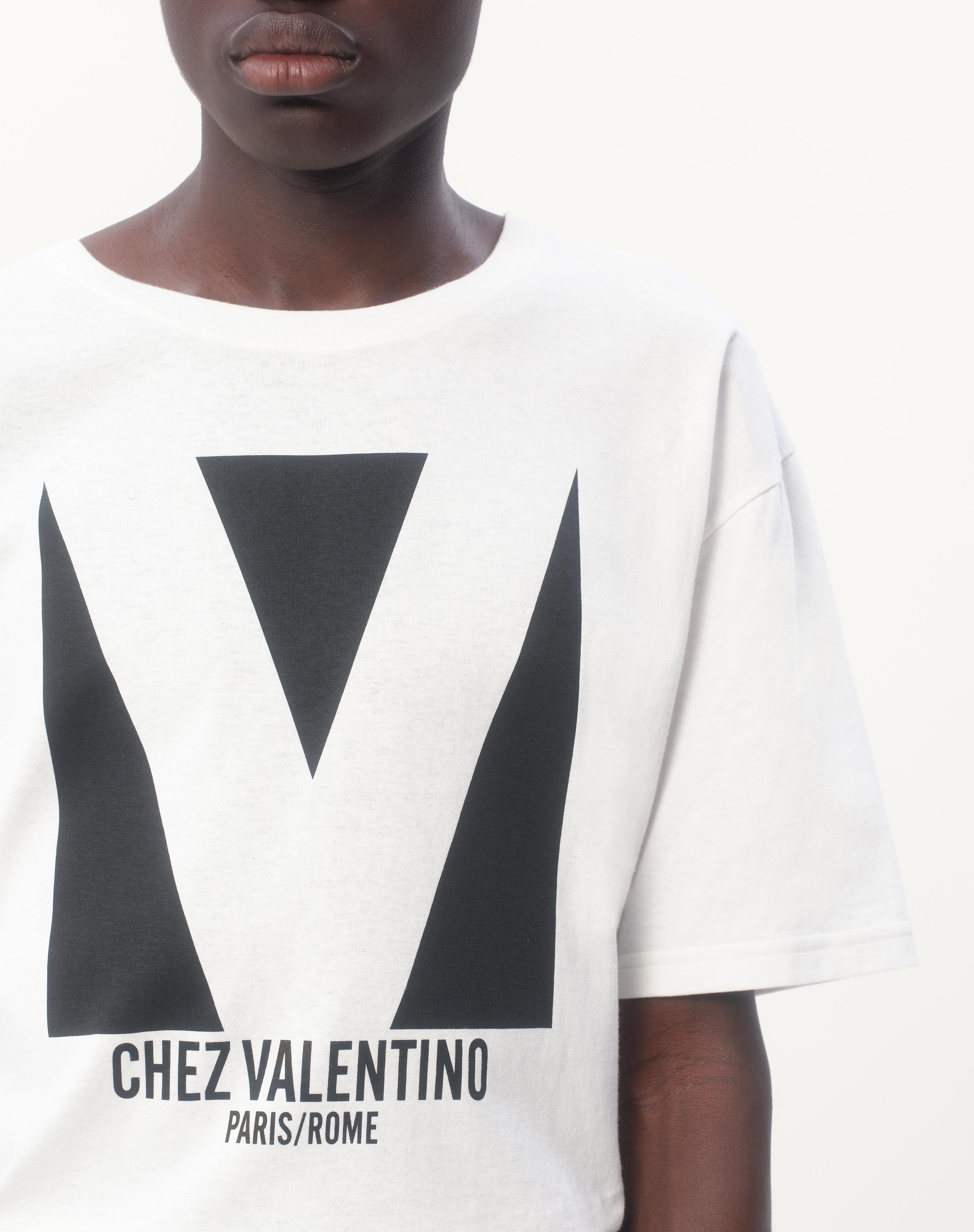 COTTON T-SHIRT WITH CHEZ VALENTINO PRINT - 4