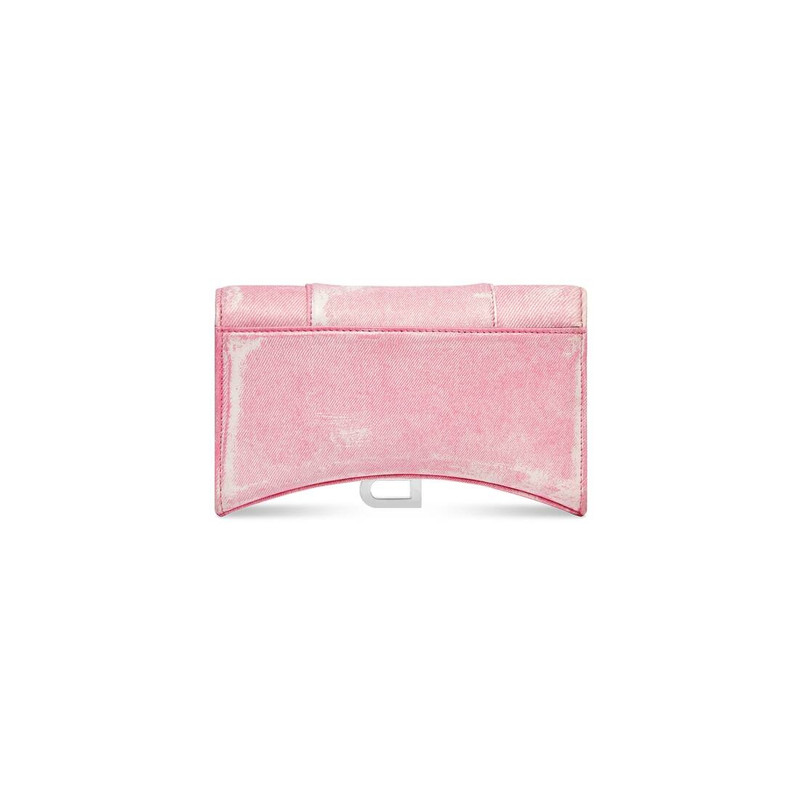 Women's Hourglass Wallet On Chain Denim Printed in Pink 6