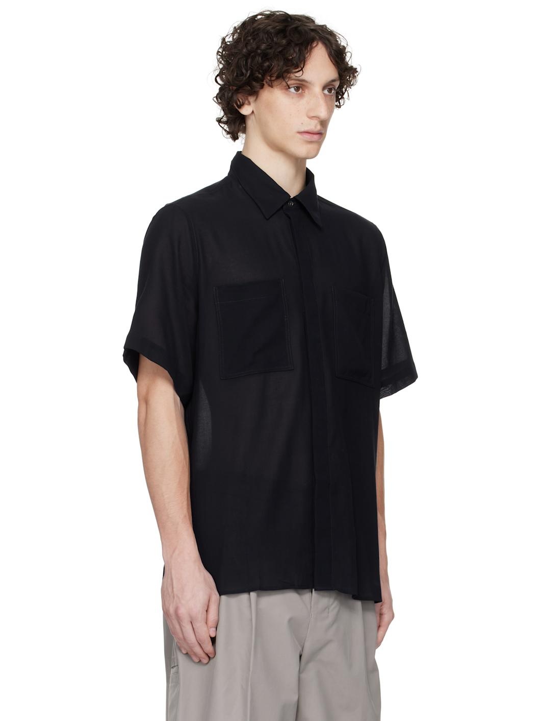 Navy Cotton Short Sleeve Shirt - 2