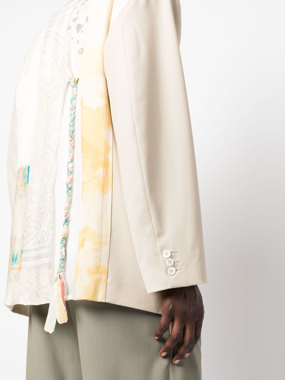 patchwork-panel single-breasted blazer - 5