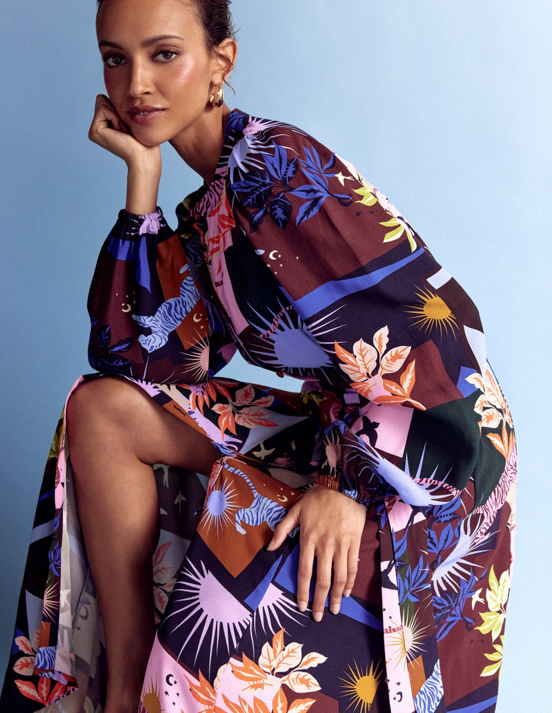 Mae Occasion Maxi Shirt Dress-Multi, Cosmic Savanna 7
