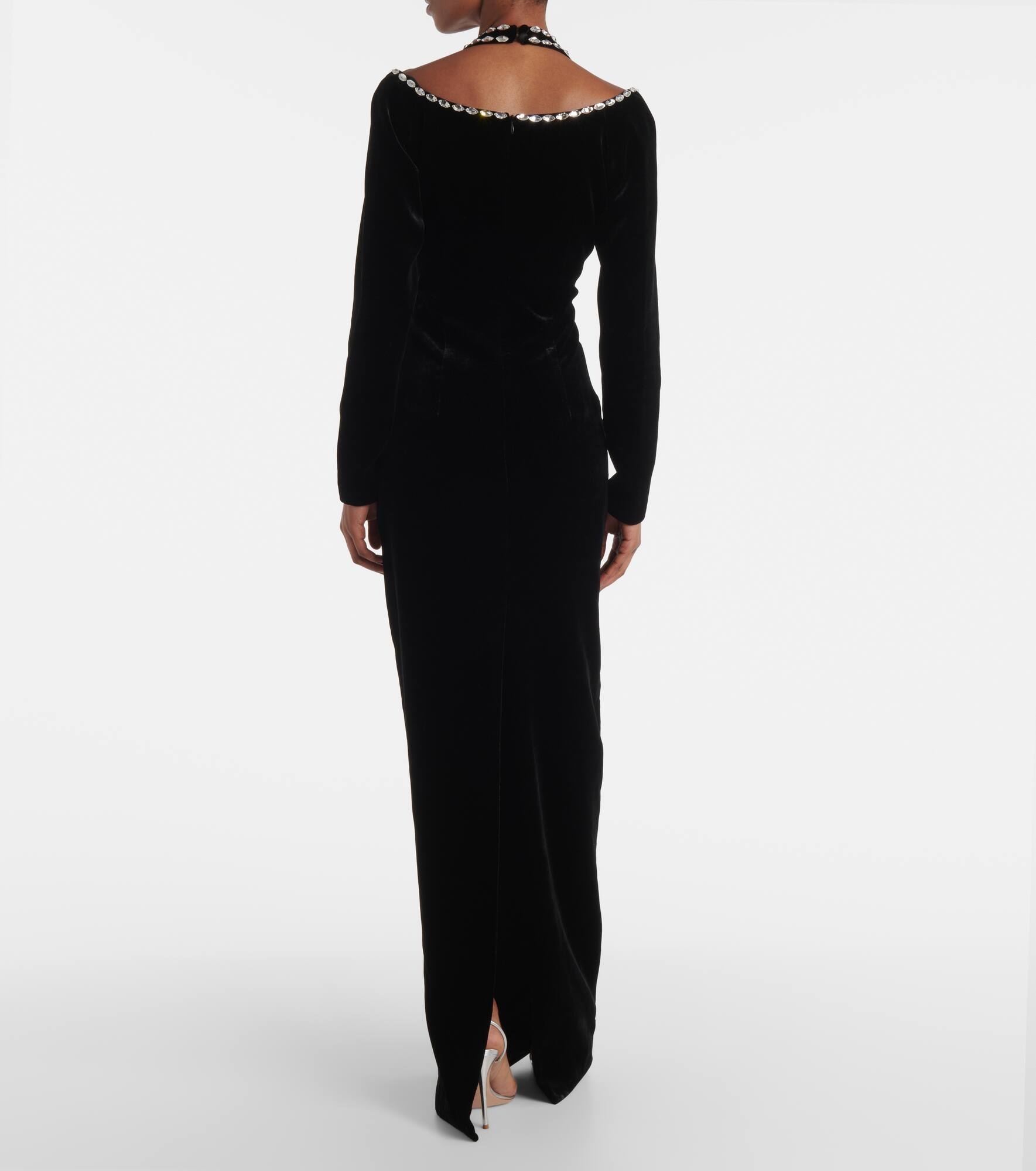 Crystal-embellished velvet gown - 3