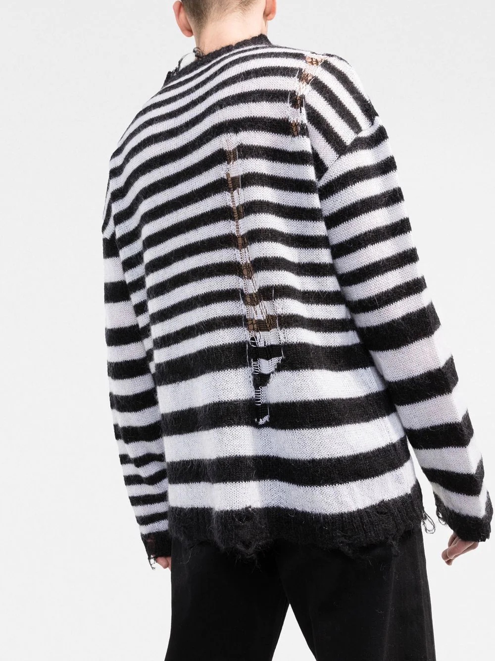 striped distressed-effect jumper - 3