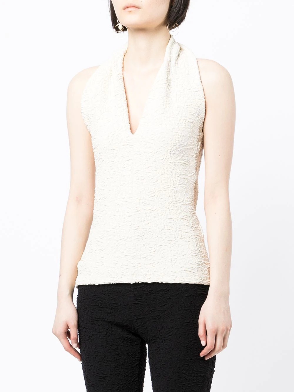 textured-effect halterneck blouse - 3