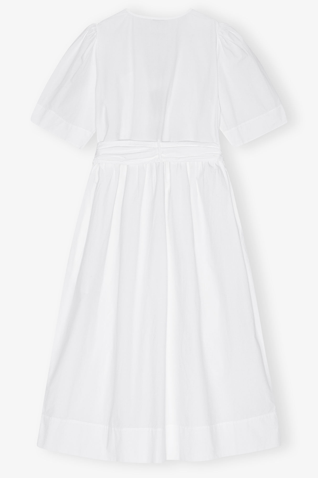 WHITE STRETCH COTTON TIE STRAP MIDI DRESS - 6