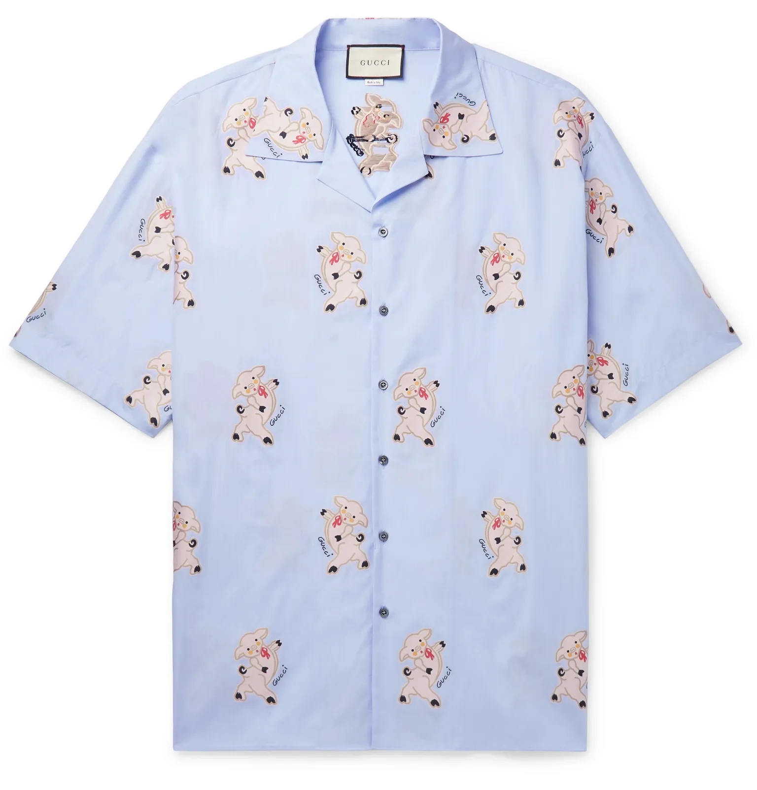 Oversized Camp-Collar Embroidered Cotton Shirt - 1