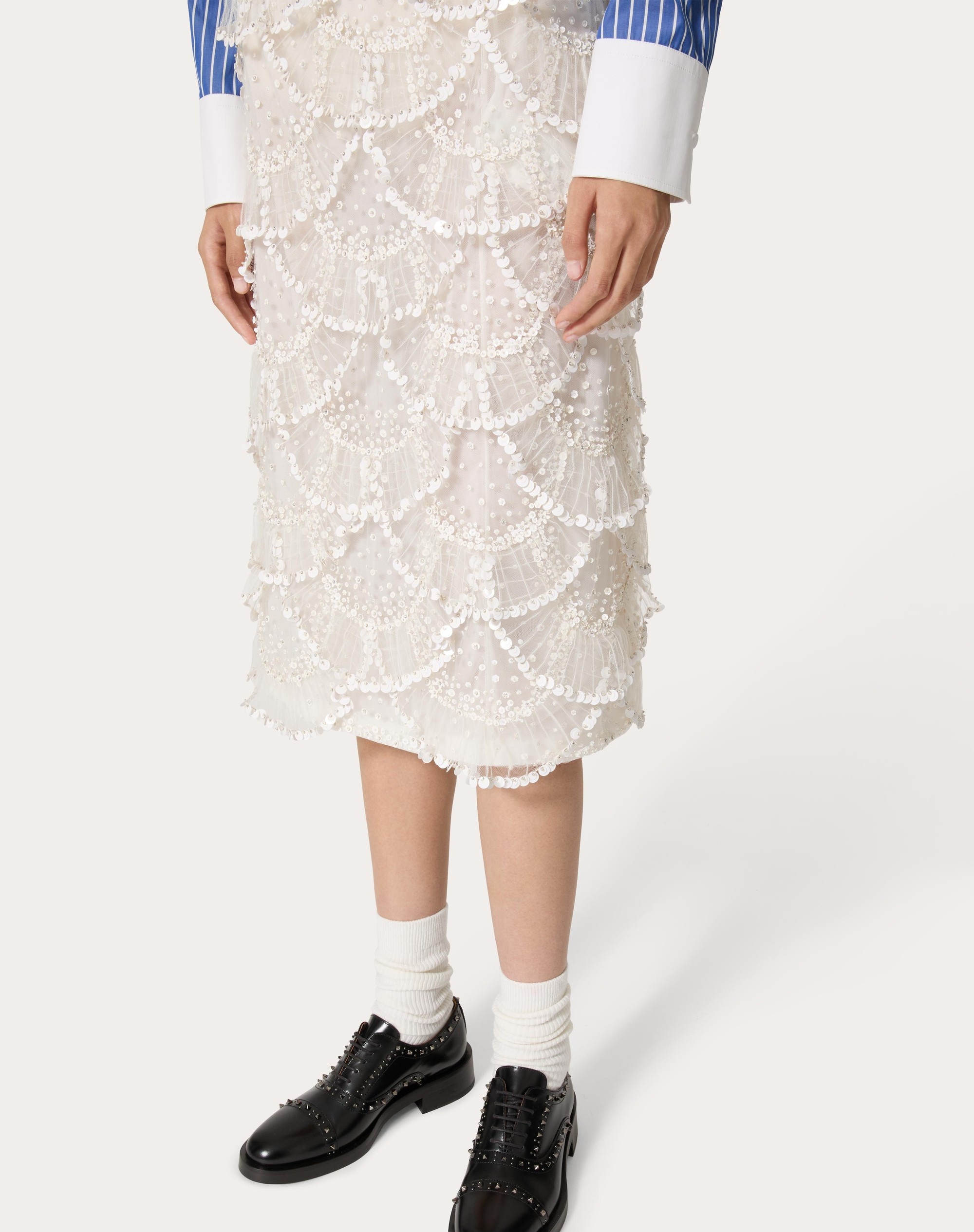 TULLE ILLUSIONE EMBROIDERED SKIRT - 5